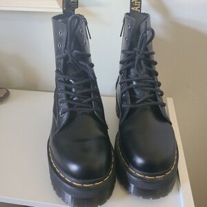 Dr Martens Jadon Platform Black Smooth Leather Zip Boots Sz U.S. 9